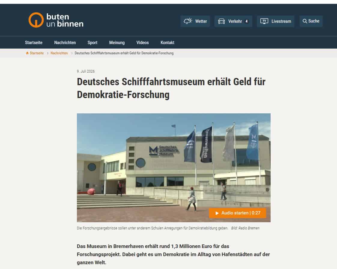 Screenshot Buten un Binnen: 1,3 Millionen Euro für Schifffahrtsmuseum Bremerhaven