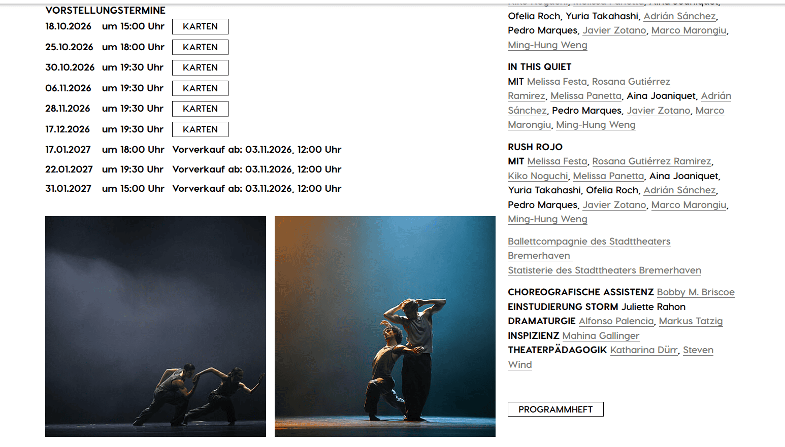 Szenen aus dem Ballett „In This Quiet“, Choreografin Rachelle Anaïs Scott, Tanzrausch am Stadttheater Bremerhaven