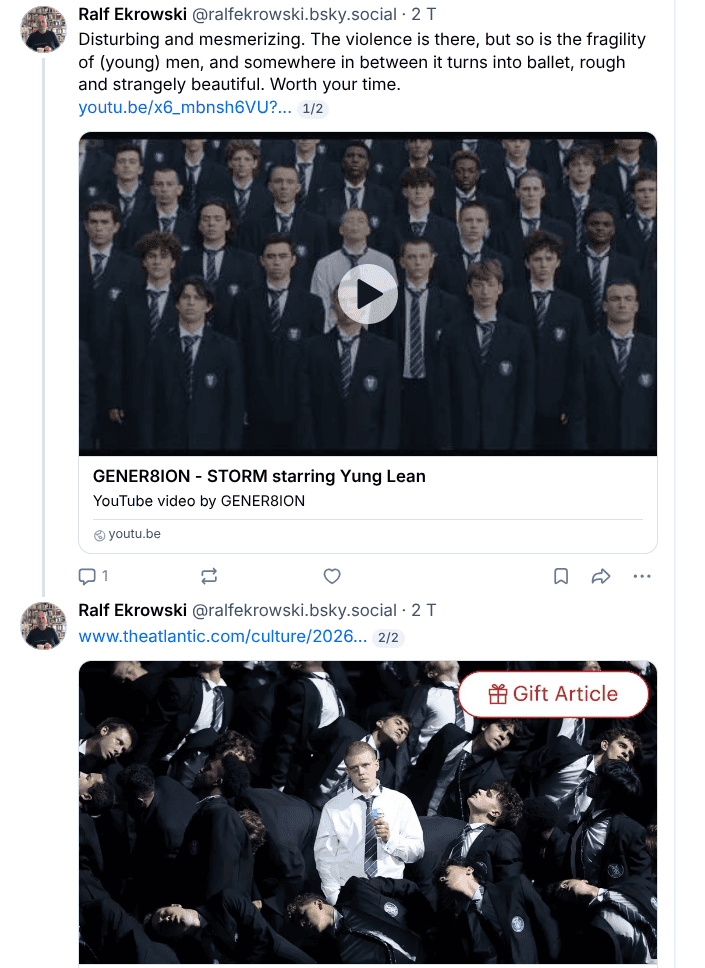 Mein Bluesky-Beitrag zum Video „Storm“ von Gener8ion mit Yung Lean